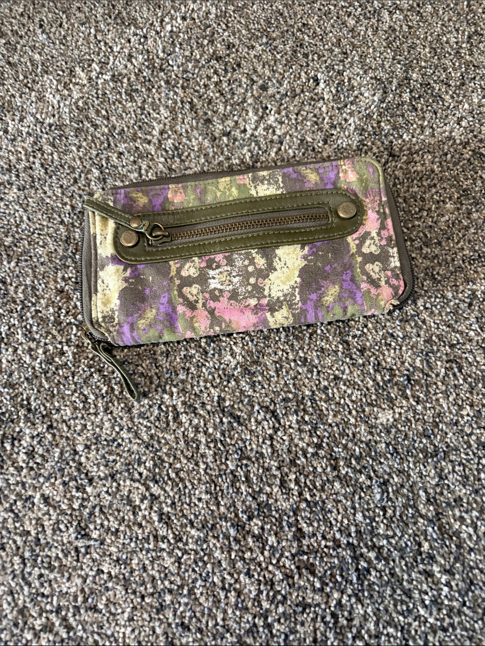 Target Multi-Color Patterned Zip Wallet with Olive Trim